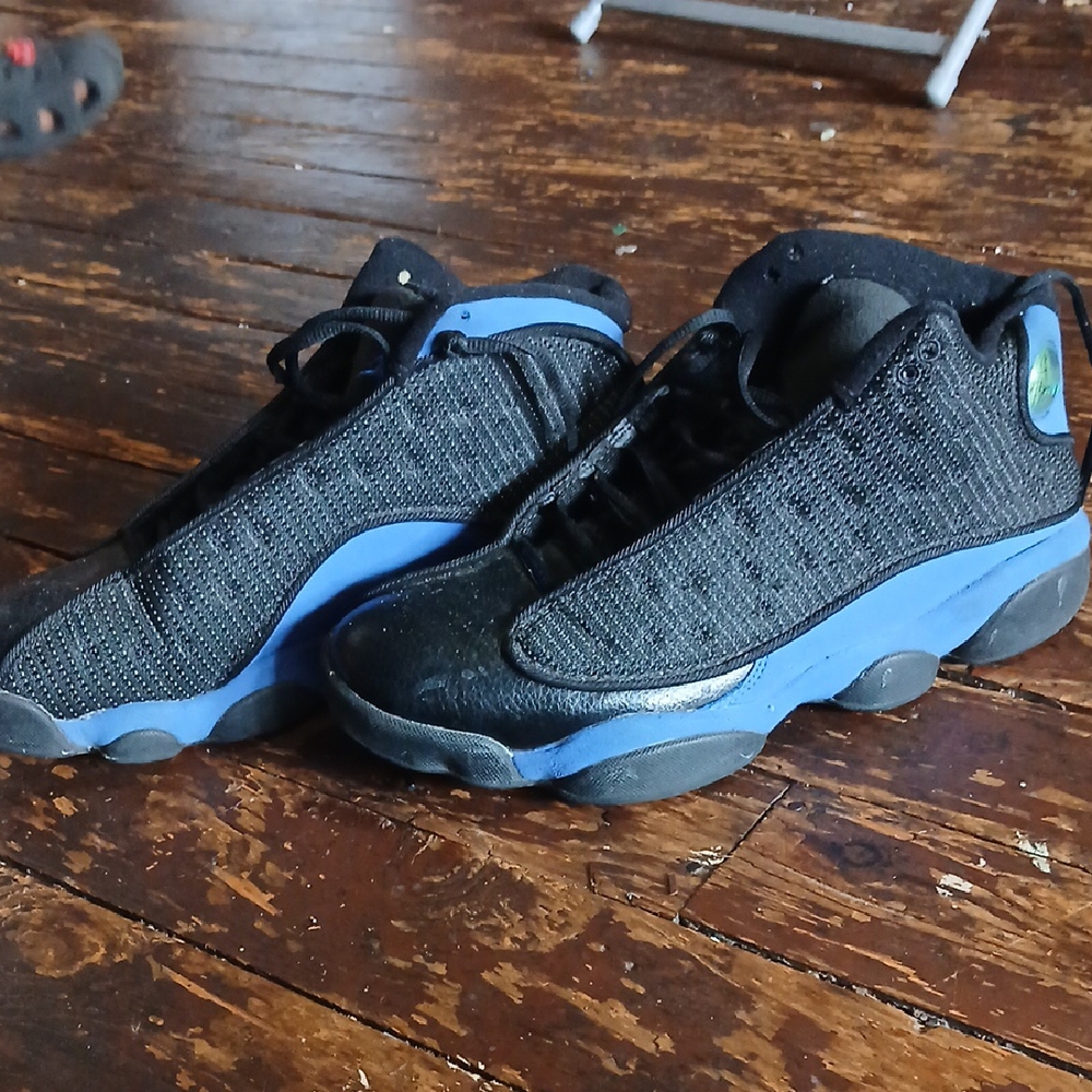 Jordan Black and Blue Athletic Shoes with Hologram Detail